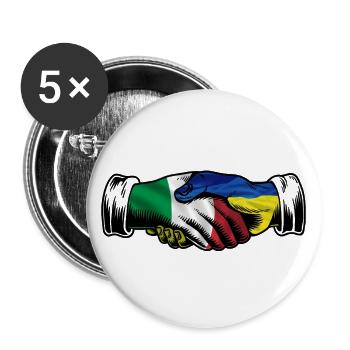 Italy Stands With Ukraine Italian Ukrainian Flag - Buttons large 2.2''/56 mm (5-pack) - white - Front