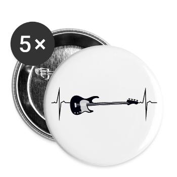 mein herz schlägt für bass - Buttons groß 56 mm (5er Pack) - Weiß - Vorne