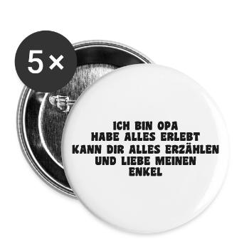 Ich bin Opa und liebe meinen Enkel - Buttons groß 56 mm (5er Pack) - Weiß - Vorne