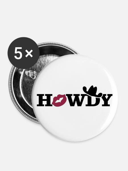 howdy (a, 2c) - Buttons groß 56 mm (5er Pack) - Weiß