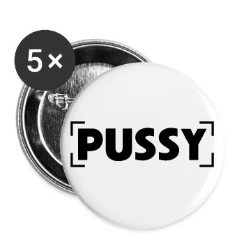PUSSY - Lot de 5 grands badges (56 mm) - blanc - Devant