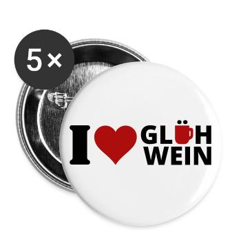 I love Glühwein - Buttons groß 56 mm (5er Pack) - Weiß - Vorne
