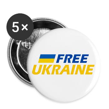 Free ukraine - Buttons large 2.2''/56 mm (5-pack) - white - Front