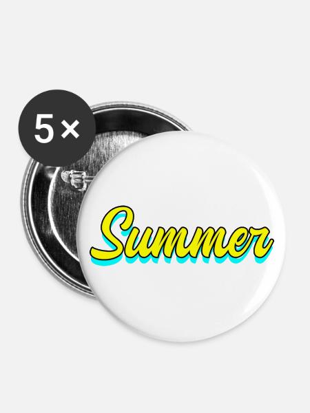 Summer Sommer - Buttons groß 56 mm (5er Pack) - Weiß