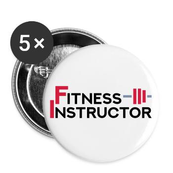 Instructeur de conditionnement physique (partie d’un haltère) - Lot de 5 grands badges (56 mm) - blanc - Devant