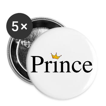 Prince mit Krone - Buttons groß 56 mm (5er Pack) - Weiß - Vorne