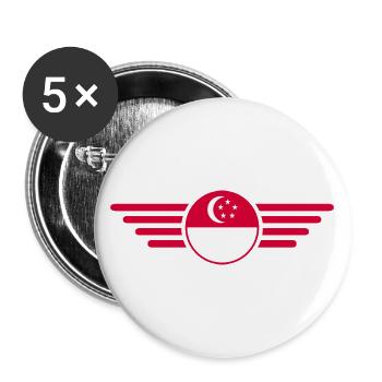 J’aime Singapour, T-shirt design de style élégance - Lot de 5 grands badges (56 mm) - blanc - Devant