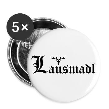 Lausmadl mit Hirsch - Buttons groß 56 mm (5er Pack) - Weiß - Vorne