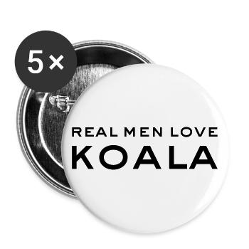 Real men love KOALA - Buttons large 2.2''/56 mm (5-pack) - white - Front