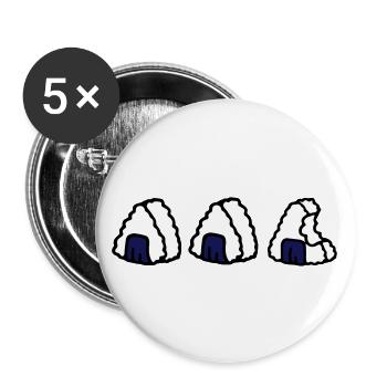 Drei Onigiri Nigiri Sushi Geschenkidee Kawaii asia - Buttons groß 56 mm (5er Pack) - Weiß - Vorne