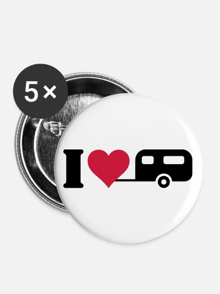 I love Camping - Buttons groß 56 mm (5er Pack) - Weiß