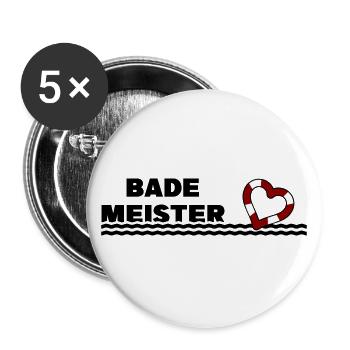 Bademeister Herz - Buttons groß 56 mm (5er Pack) - Weiß - Vorne