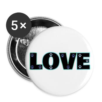 Amour pattes de chat bleu - Lot de 5 grands badges (56 mm) - blanc - Devant