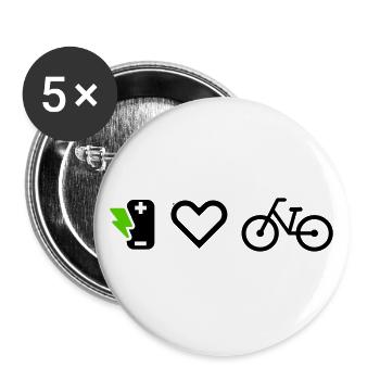 I love e-bike ebike - Buttons groß 56 mm (5er Pack) - Weiß - Vorne
