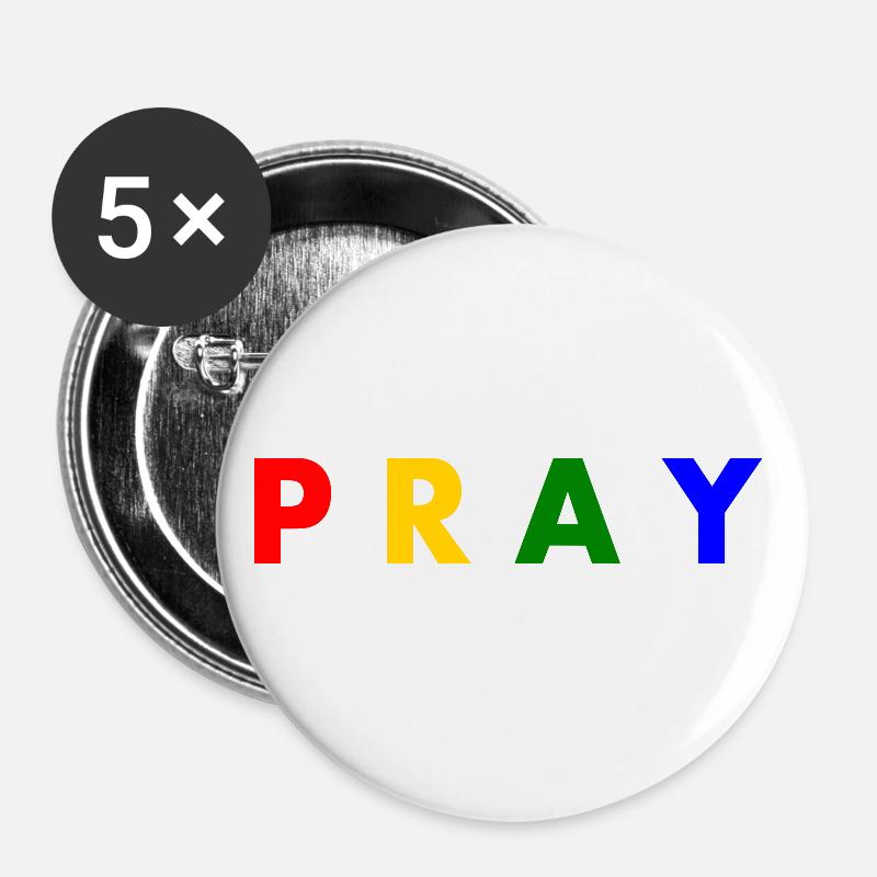 Pray - Buttons large 2.2''/56 mm (5-pack) - white