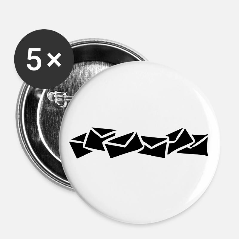 Message message poste envoi mail - Lot de 5 grands badges (56 mm) - blanc