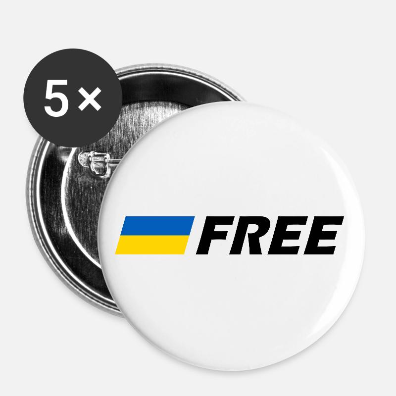 Free ukraine - Buttons large 2.2''/56 mm (5-pack) - white