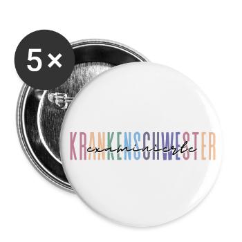 examinierte Krankenschwester - buntes Design - Buttons groß 56 mm (5er Pack) - Weiß - Vorne