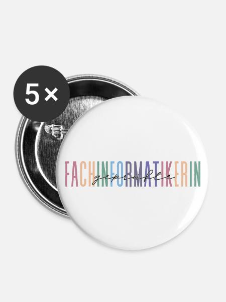 geprüfte Fachinformatikerin - buntes Design - Buttons groß 56 mm (5er Pack) - Weiß