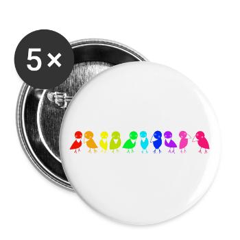 rangée colorée de corbeaux d’oiseaux - Lot de 5 grands badges (56 mm) - blanc - Devant