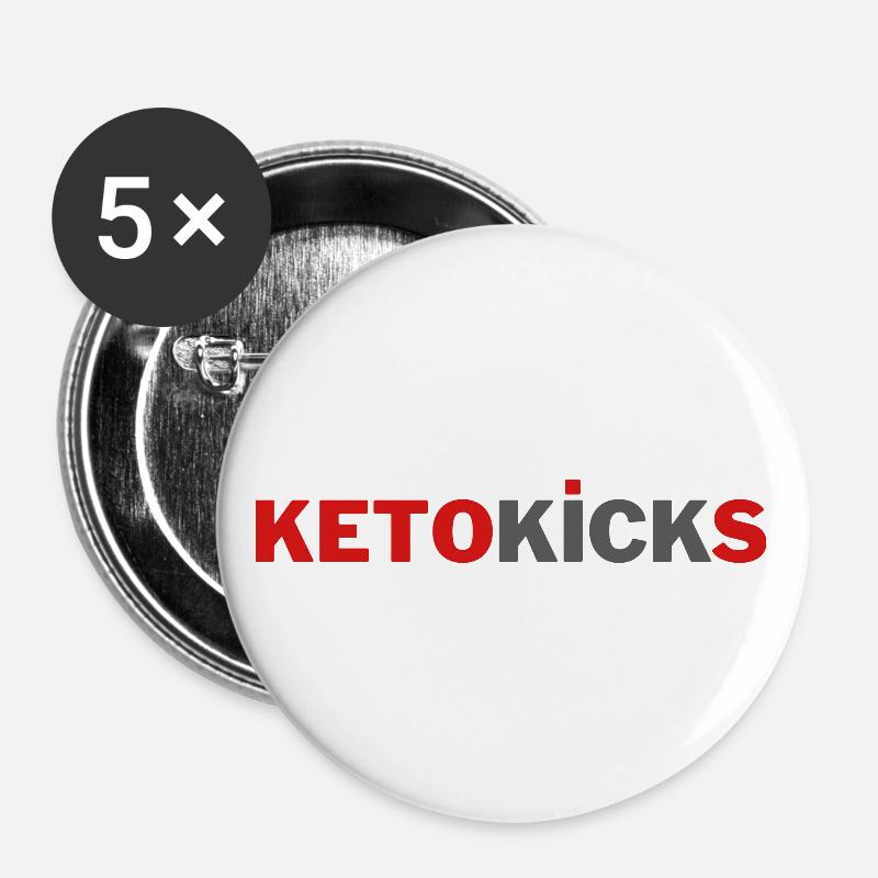 Coup de pied Keto - Lot de 5 grands badges (56 mm) - blanc