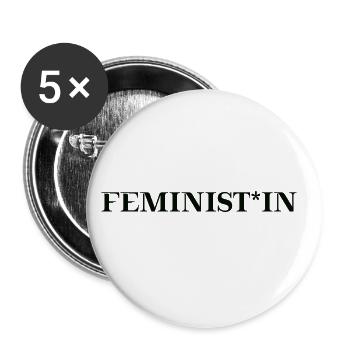 Feminst*in Geschenkidee pro gendern - Buttons groß 56 mm (5er Pack) - Weiß - Vorne