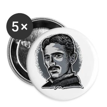 Nikola Tesla Erfinder, Physiker, Elektroingenieur - Buttons groß 56 mm (5er Pack) - Weiß - Vorne