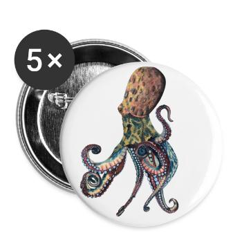 Octopus Squid - Buttons large 2.2''/56 mm (5-pack) - white - Front