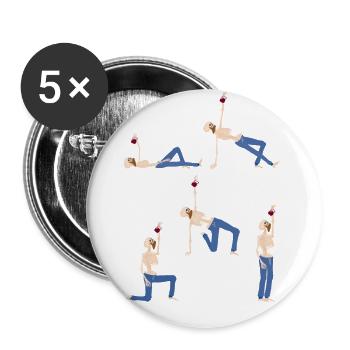Skelett Kettlebell Training get up or die trying - Buttons groß 56 mm (5er Pack) - Weiß - Vorne