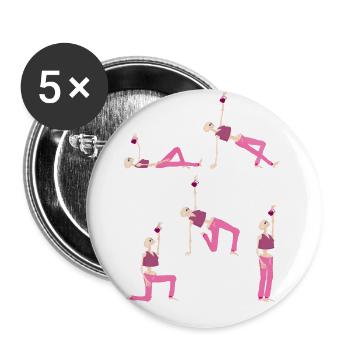 Skeleton gym fitness women kettlebell get up - Buttons large 2.2''/56 mm (5-pack) - white - Front