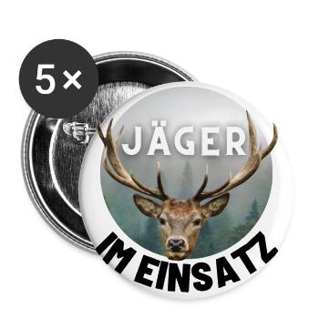 Jagd - Jäger - Jägerin - jagen - Hirsch - Buttons groß 56 mm (5er Pack) - Weiß - Vorne