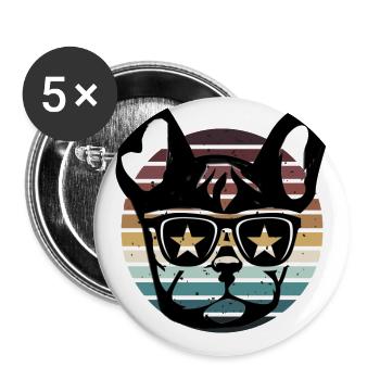 Lustiger Frenchie Hunde Spruch Bulldogge Bulldog - Buttons groß 56 mm (5er Pack) - Weiß - Vorne