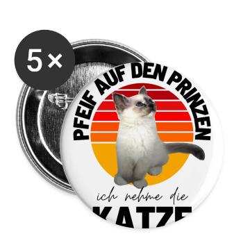KATZE Katzen Spruch Katze Kätzchen Kitten - Buttons groß 56 mm (5er Pack) - Weiß - Vorne