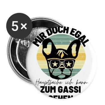 Lustiger Frenchie Hunde Spruch Bulldogge Bulldog - Buttons groß 56 mm (5er Pack) - Weiß - Vorne