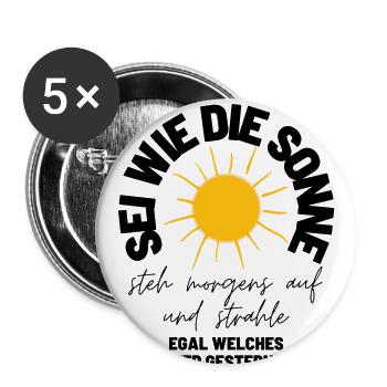 Sprücheshirts MOTIVATION Motivationssprüche - Buttons groß 56 mm (5er Pack) - Weiß - Vorne
