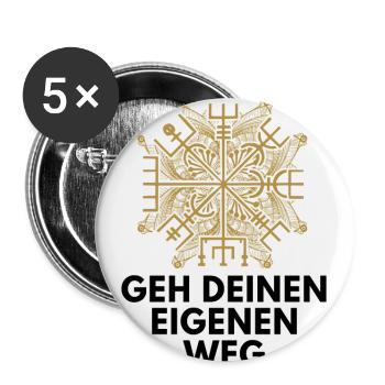 Wegweiser VEGVISIR - GEH DEINEN EIGENEN WEG - Buttons groß 56 mm (5er Pack) - Weiß - Vorne