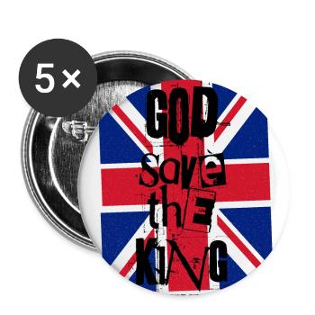 God Save The King Charles British Royal Punk - Buttons large 2.2''/56 mm (5-pack) - white - Front