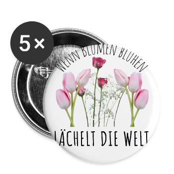 Blumen Garten Gärtner Blumenstrauß BLUMENLIEBE - Buttons groß 56 mm (5er Pack) - Weiß - Vorne
