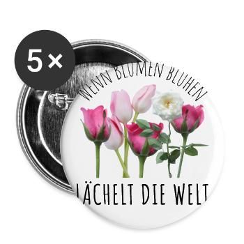 Blumen Garten Gärtner Blumenstrauß BLUMENLIEBE - Buttons groß 56 mm (5er Pack) - Weiß - Vorne