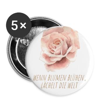Blumen Garten Gärtner Blumenstrauß BLUMENLIEBE - Buttons groß 56 mm (5er Pack) - Weiß - Vorne