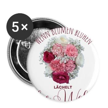 Blumen Garten Gärtner Blumenstrauß BLUMENLIEBE - Buttons groß 56 mm (5er Pack) - Weiß - Vorne