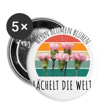 Blumen Garten Gärtner Blumenstrauß BLUMENLIEBE - Buttons groß 56 mm (5er Pack) - Weiß - Vorne