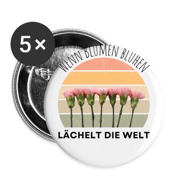 Blumen Garten Gärtner Blumenstrauß BLUMENLIEBE - Buttons groß 56 mm (5er Pack) - Weiß - Vorne