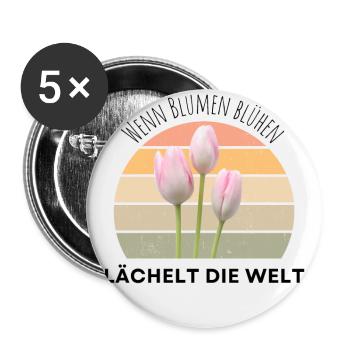 Blumen Garten Gärtner Blumenstrauß BLUMENLIEBE - Buttons groß 56 mm (5er Pack) - Weiß - Vorne