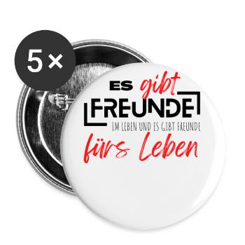 Beste Freunde FREUND Kumpel Kumpels - Buttons groß 56 mm (5er Pack) - Weiß - Vorne