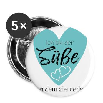 Baby Geschenkidee Muttertag Vatertag Weihnachten - Buttons groß 56 mm (5er Pack) - Weiß - Vorne