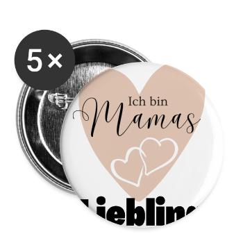 Baby Geschenkidee Muttertag Vatertag Weihnachten - Buttons groß 56 mm (5er Pack) - Weiß - Vorne