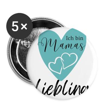 Baby Geschenkidee Muttertag Vatertag Weihnachten - Buttons groß 56 mm (5er Pack) - Weiß - Vorne
