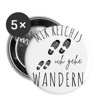 WANDERN Berge Bergsteigen WANDERWEG - Buttons groß 56 mm (5er Pack) - Weiß - Vorne