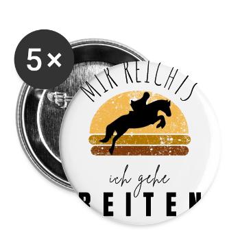 Mir reichts ich geh jetzt Reiten Pferde Shirt - Buttons groß 56 mm (5er Pack) - Weiß - Vorne